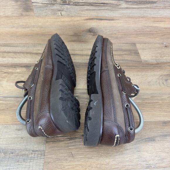LL Bean Allagash Bison Handsewn Loafers Brown Leather Moccasins Mens Size 7D - Picture 3 of 7